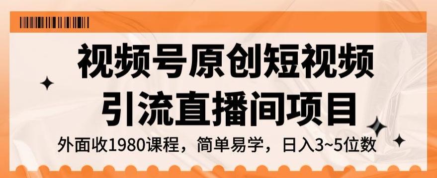 视频号原创短视频引流直播间项目，日入3~5五位数【揭秘】-康仁安资源