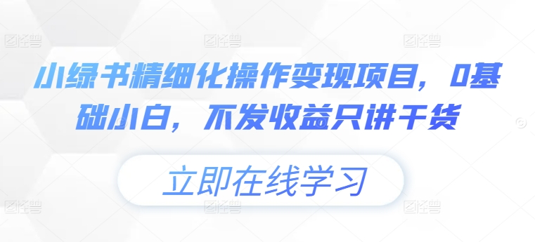 小绿书精细化操作变现项目，0基础小白，不发收益只讲干货-康仁安资源