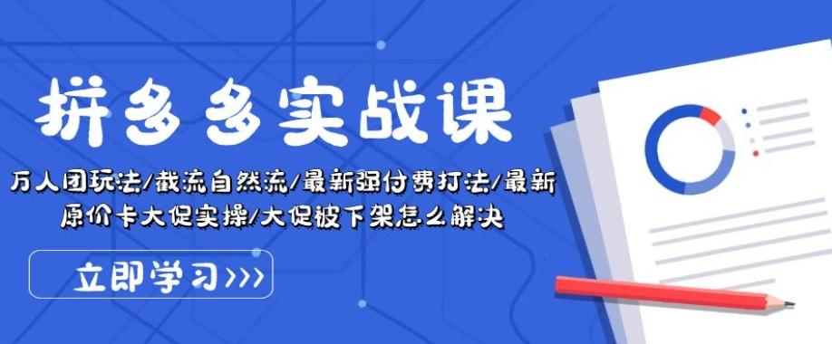 拼多多实战课：万人团玩法/截流自然流/最新强付费打法/最新原价卡大促..-康仁安资源