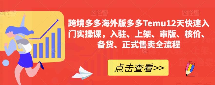 跨境多多海外版多多Temu12天快速入门实操课，入驻、上架、审版、核价、备货、正式售卖全流程-康仁安资源