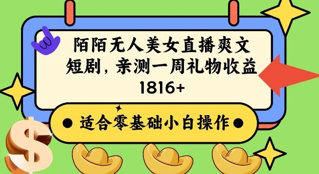陌陌美女无人直播爽文短剧项目，亲测一个星期1800+【揭秘】-康仁安资源