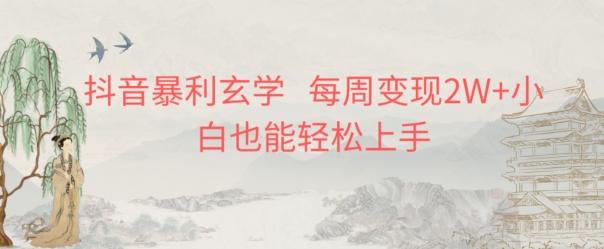 抖音暴利玄学，每周变现2W+小白也能轻松上手-康仁安资源
