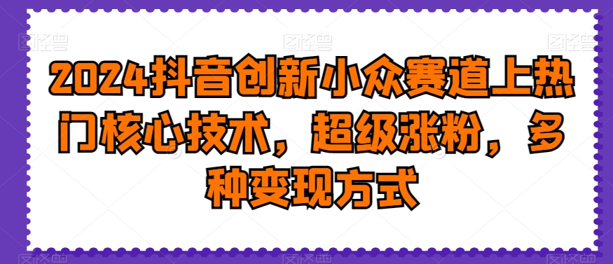 2024抖音创新小众赛道上热门核心技术，超级涨粉，多种变现方式【揭秘】-康仁安资源