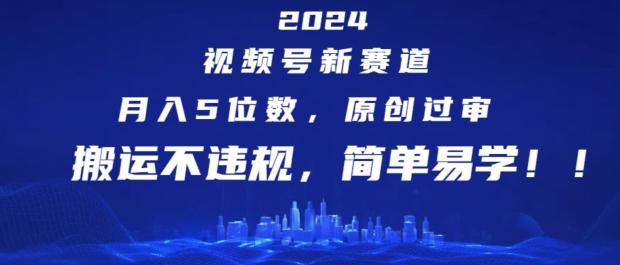 2024视频号新赛道，月入5位数+，原创过审，搬运不违规，简单易学【揭秘】-康仁安资源