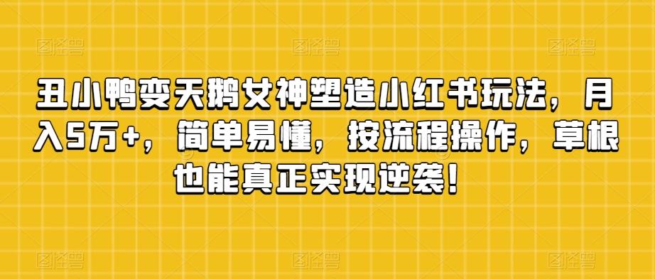 丑小鸭变天鹅女神塑造小红书玩法，月入5万+，简单易懂，按流程操作，草根也能真正实现逆袭！-康仁安资源