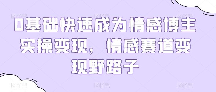 0基础快速成为情感博主实操变现，情感赛道变现野路子-康仁安资源