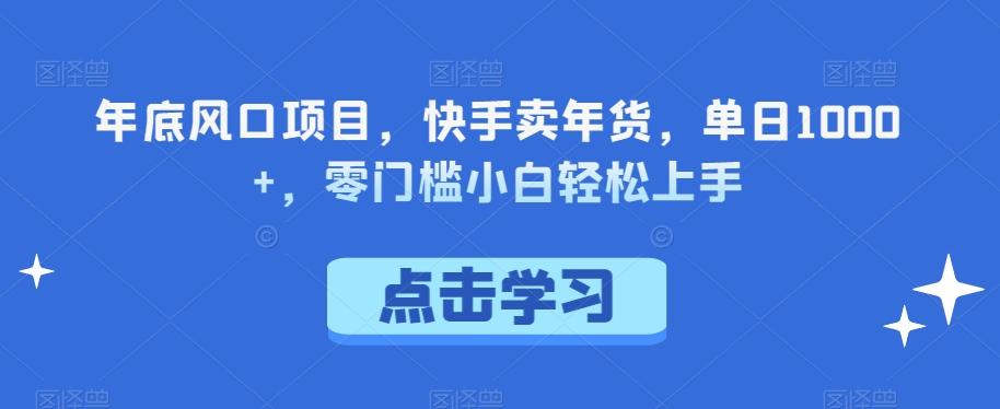 年底风口项目，快手卖年货，单日1000+，零门槛小白轻松上手-康仁安资源