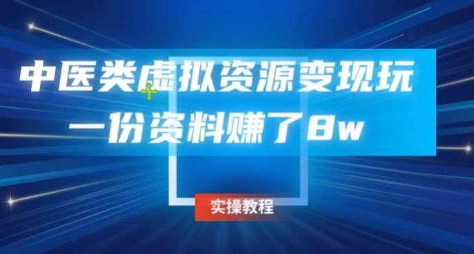 中医类虚拟资源变现玩法，一份资料赚了8w-康仁安资源