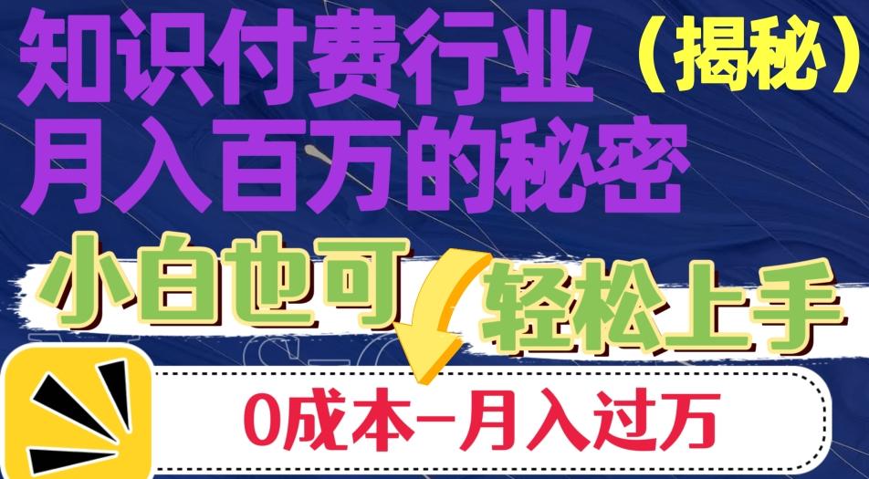 揭秘知识付费行业月入百万的秘密，小白也可轻松上手，月入过万-康仁安资源