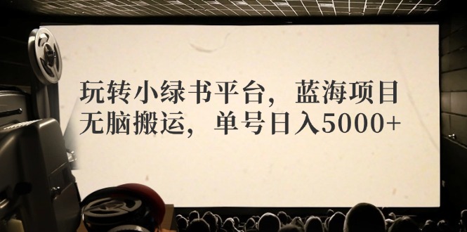 玩转小绿书平台，蓝海项目，无脑搬运，单号日入5000+-康仁安资源