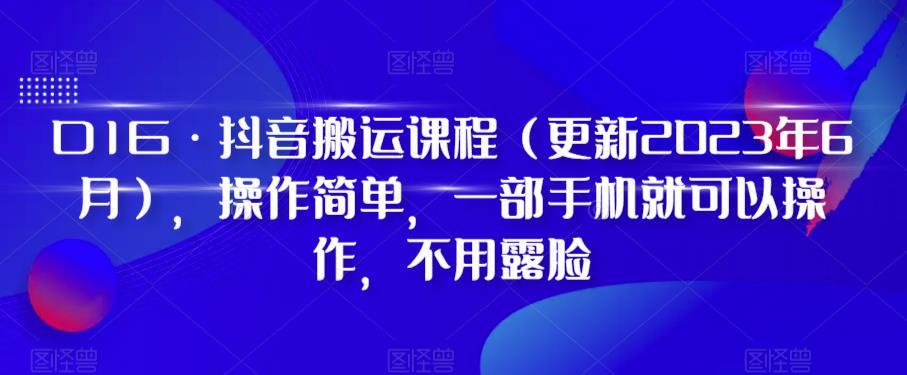 D1G·抖音搬运课程（更新2023年12月），操作简单，一部手机就可以操作，不用露脸-康仁安资源