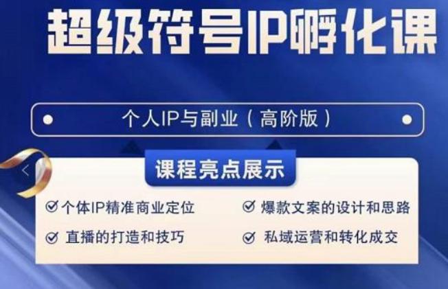 超级符号IP孵化高阶课，建立流量思维底层逻辑，打造属于自己IP（51节课）-康仁安资源