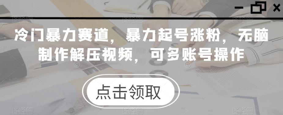 冷门暴力赛道，暴力起号涨粉，无脑制作解压视频，可多账号操作-康仁安资源
