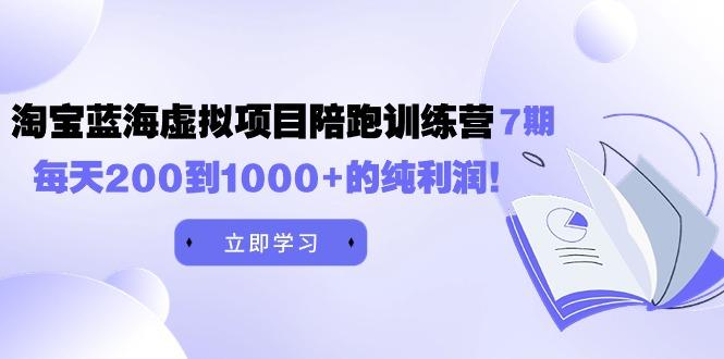 (9541期)黄岛主《淘宝蓝海虚拟项目陪跑训练营7期》每天200到1000+的纯利润-康仁安资源