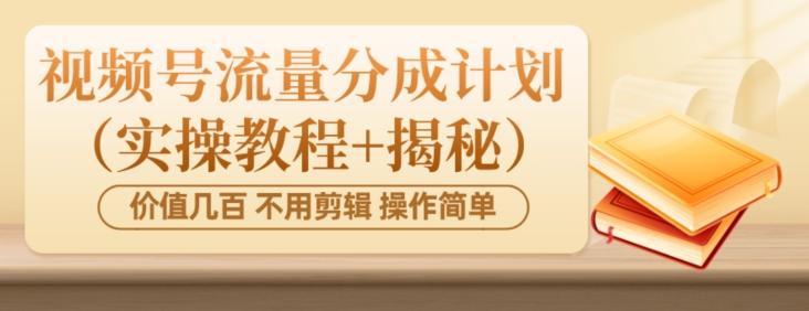 价值几百上千不用剪辑简单操作视频号流量分成计划（实操教程+揭秘）-康仁安资源