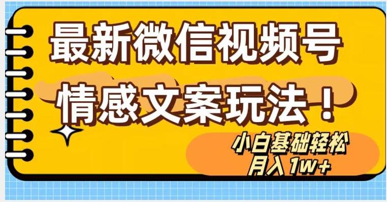 微信视频号情感文案最新玩法，小白轻松月入1万+无脑搬运【揭秘】-康仁安资源