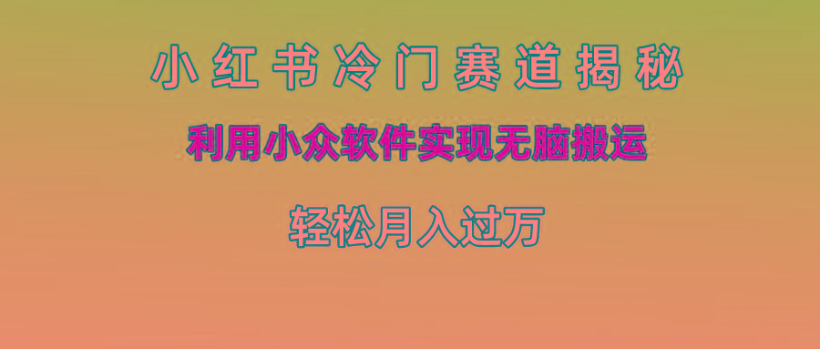 小红书冷门赛道揭秘,利用小众软件实现无脑搬运，轻松月入过万-康仁安资源