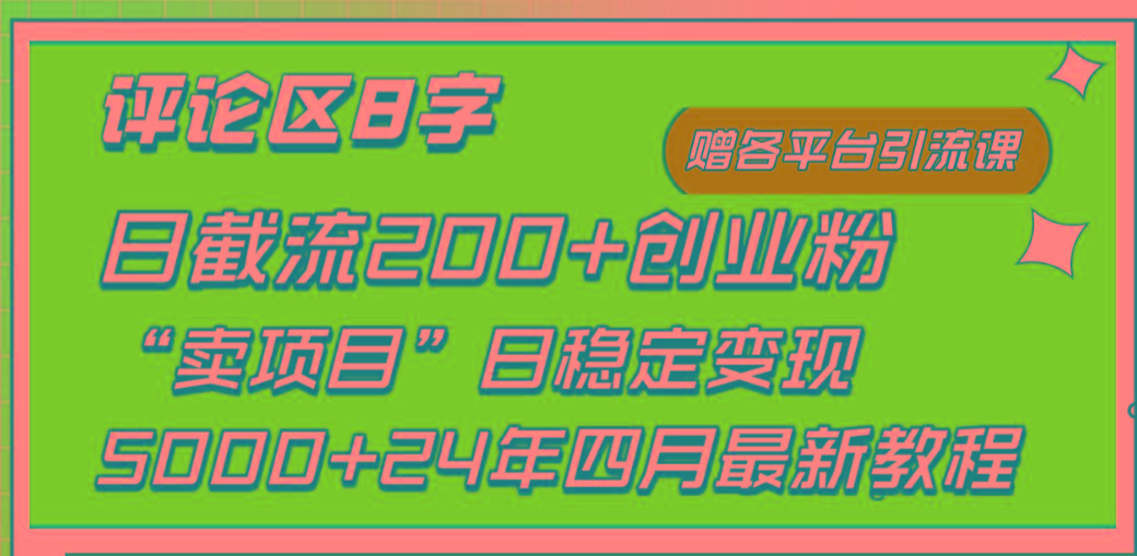 (9851期)评论区8字日载流200+创业粉  日稳定变现5000+24年四月最新教程！-康仁安资源