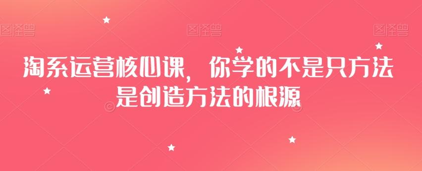 淘系运营核心课，你学的不是只方法是创造方法的根源-康仁安资源