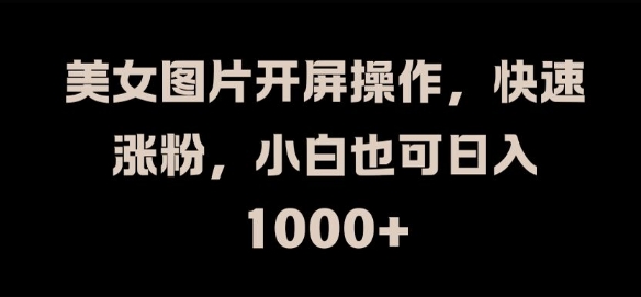 美女图片开屏操作，快速涨粉，小白也可日入1k【揭秘】-康仁安资源
