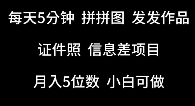 每天5分钟，拼拼图发发作品，证件照信息差项目，小白可做【揭秘】-康仁安资源