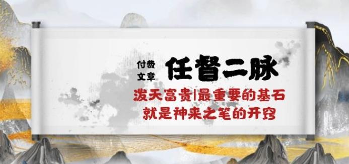 某付费文章《任督 二脉 泼天富贵|最重要的基石 就是神来之笔的开窍|万字》-康仁安资源