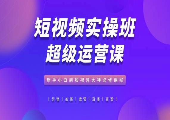 短视频实操班超级运营课，新手小白到短视频大神必修课程-康仁安资源