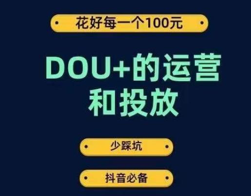 DOU+的运营和投放，花1条DOU+的钱，成为DOU+的投放高手，少走弯路不采坑-康仁安资源
