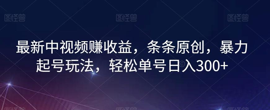 最新中视频赚收益，条条原创，暴力起号玩法，轻松单号日入300+【揭秘】-康仁安资源