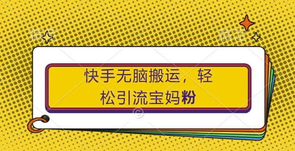 快手无脑搬运，轻松引流宝妈粉，纯小白轻松上手【揭秘】-康仁安资源