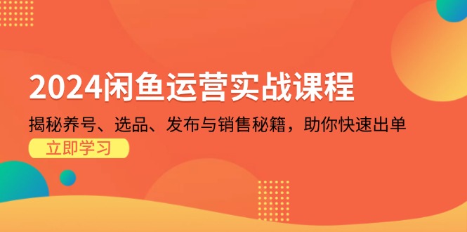 2024闲鱼运营实战课程：揭秘养号、选品、发布与销售秘籍，助你快速出单-康仁安资源