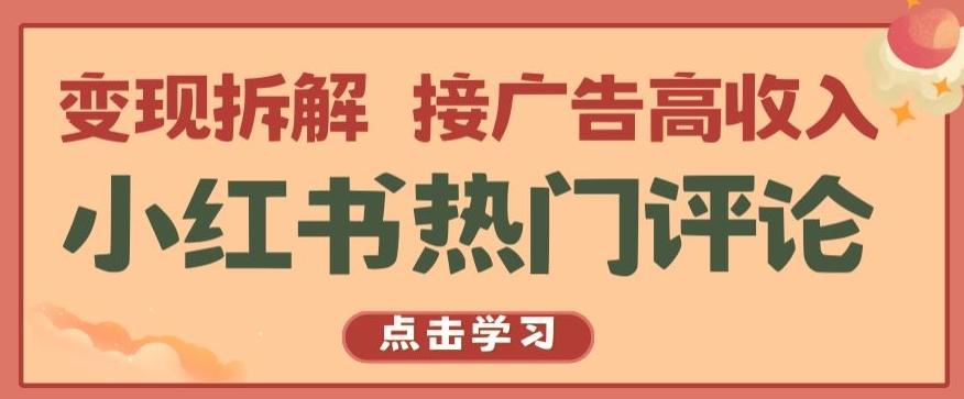 小红书热门评论，变现拆解，接广告高收入【揭秘 】-康仁安资源