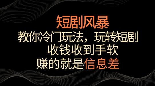 短剧风暴，教你冷门玩法，玩转短剧，收钱收到手软【揭秘】-康仁安资源