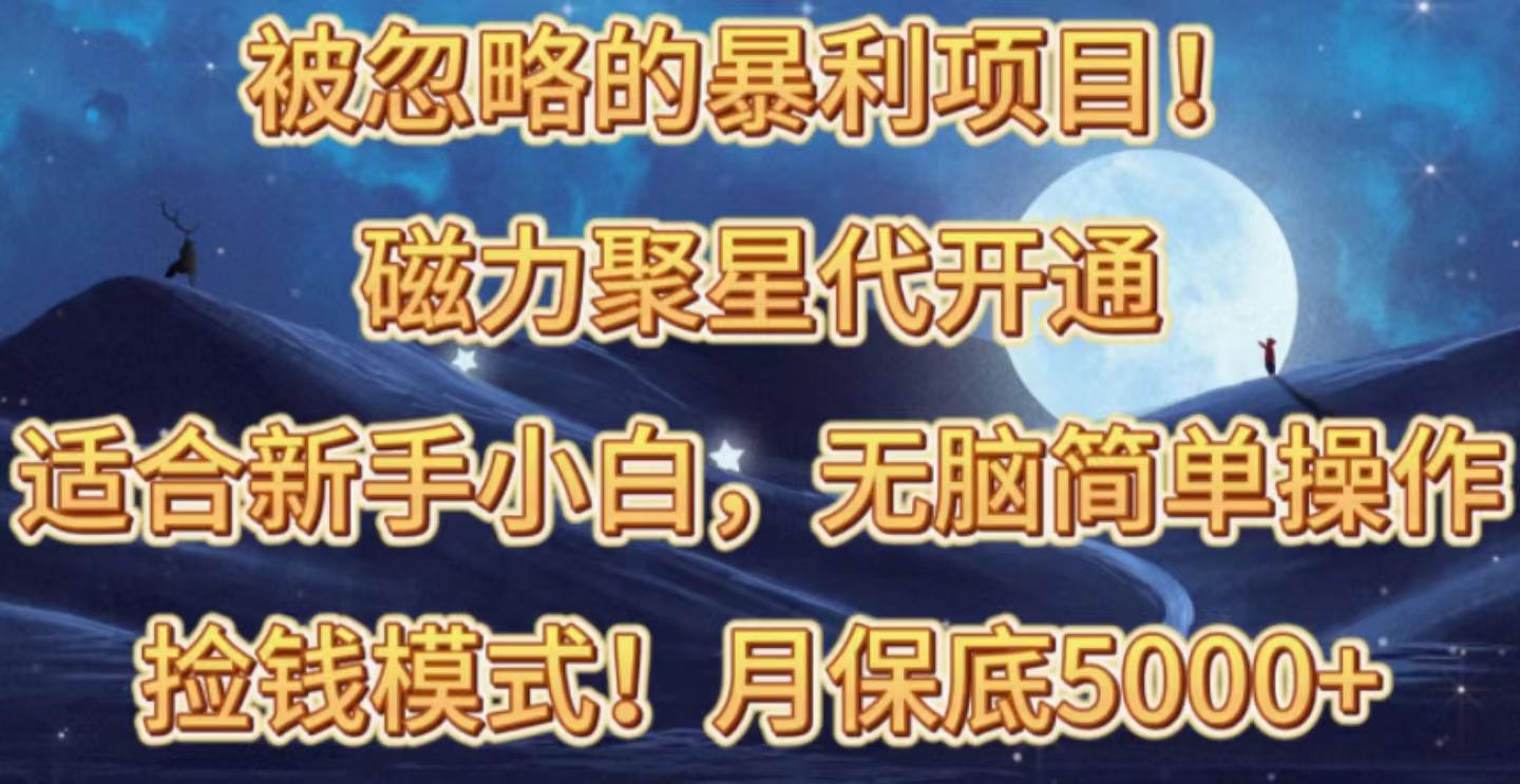 被忽略的暴利项目！磁力聚星代开通捡钱模式，轻松月入五六千-康仁安资源