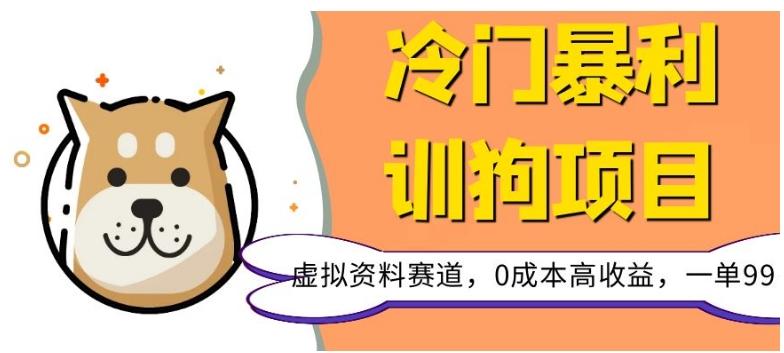 冷门暴利的训狗项目，虚拟资料赛道，0成本高收益，一单99-康仁安资源