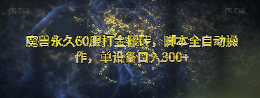 魔兽永久60服打金搬砖，脚本全自动操作，单设备日入300+【揭秘】-康仁安资源