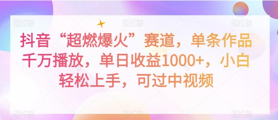 抖音“超燃爆火”赛道，单条作品千万播放，单日收益1000+，小白轻松上手，可过中视频【揭秘】-康仁安资源