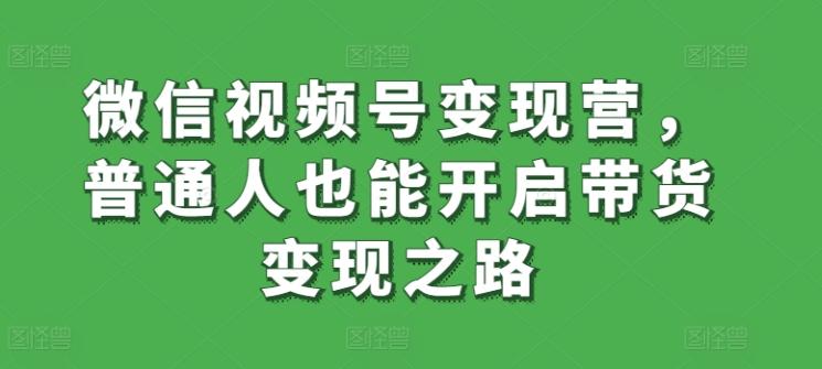 微信视频号变现营，普通人也能开启带货变现之路-康仁安资源