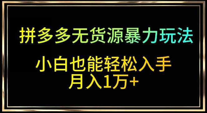 拼多多无货源暴力玩法，全程干货，小白也能轻松入手，月入1万+【揭秘】-康仁安资源
