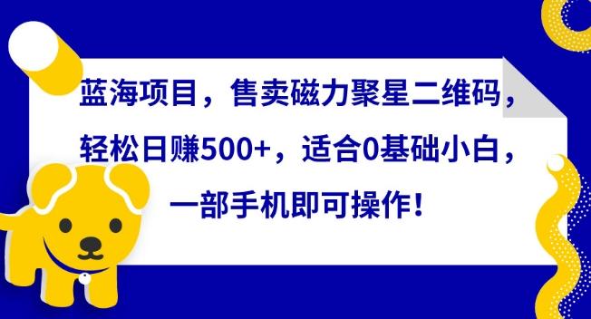蓝海项目，售卖磁力聚星二维码，轻松日赚500+，适合0基础小白，一部手机即可操作【揭秘】-康仁安资源