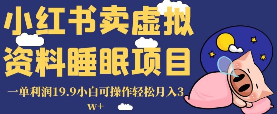 小红书卖虚拟资料睡眠项目，一单利润19.9小白可操作轻松月入3w+【揭秘】-康仁安资源