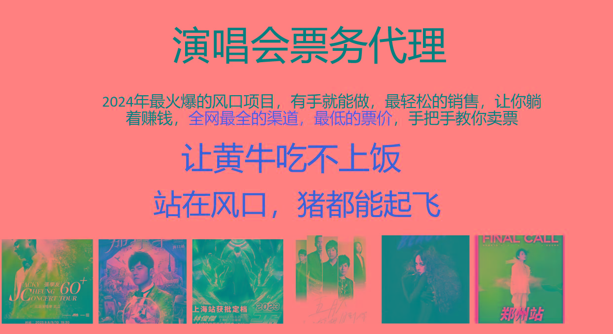 2024年最火爆风口项目，演唱会票务代理，日入2000+，一部手机就能搞定！-康仁安资源