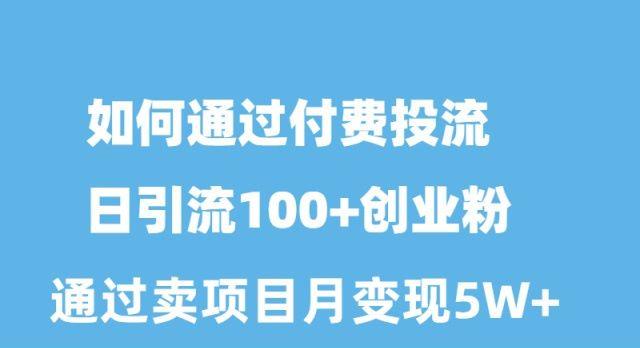 如何通过付费投流日引流100+创业粉月变现5W+-康仁安资源