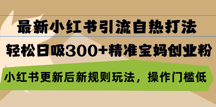 最新小红书引流自热打法，轻松日吸300+精准宝妈创业粉，小红书更新后新...-康仁安资源
