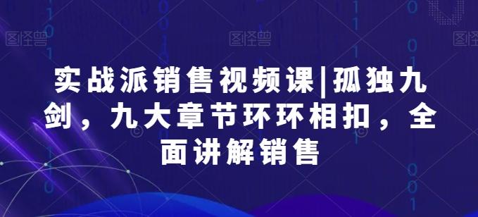 实战派销售视频课|孤独九剑，九大章节环环相扣，全面讲解销售-康仁安资源