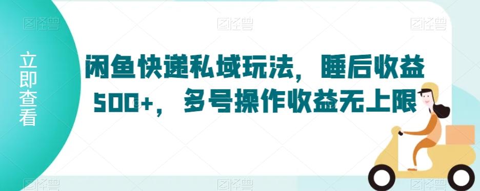 闲鱼快递私域玩法，睡后收益500+，多号操作收益无上限【揭秘】-康仁安资源