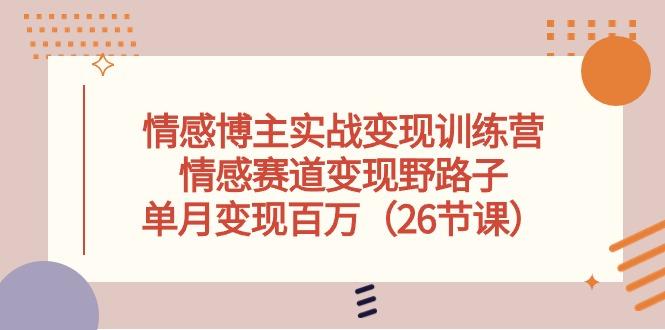 情感博主实战变现训练营，情感赛道变现野路子，单月变现百万(26节课-康仁安资源