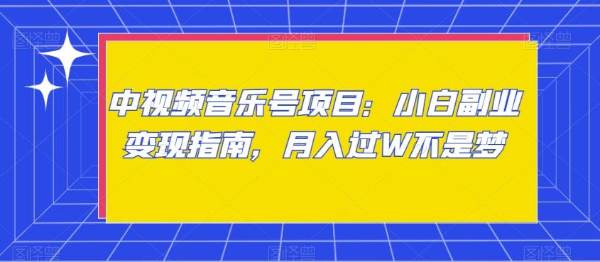 中视频音乐号项目：小白副业变现指南，月入过W不是梦【揭秘】-康仁安资源