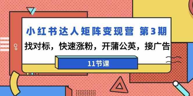 小红书达人矩阵变现营第3期，找对标，快速涨粉，开蒲公英，接广告(11节课)-康仁安资源