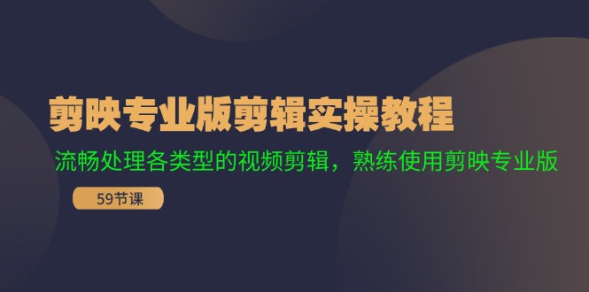 剪映专业版剪辑实操教程：流畅处理各类型的视频剪辑，熟练使用剪映专业版-康仁安资源